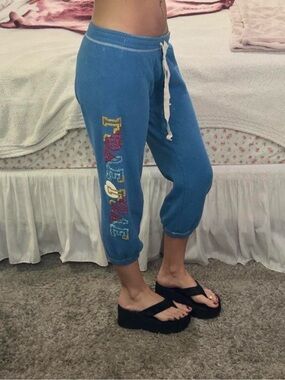 Y2K Capri Sweatpants with Colorful Side Lettering
